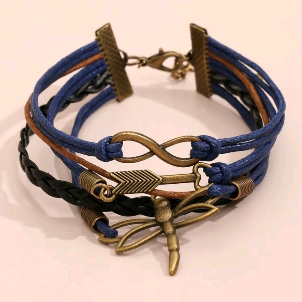 🍉5 for $25* Multi-Strand Dragonfly Bracelet - Picture 3 of 3